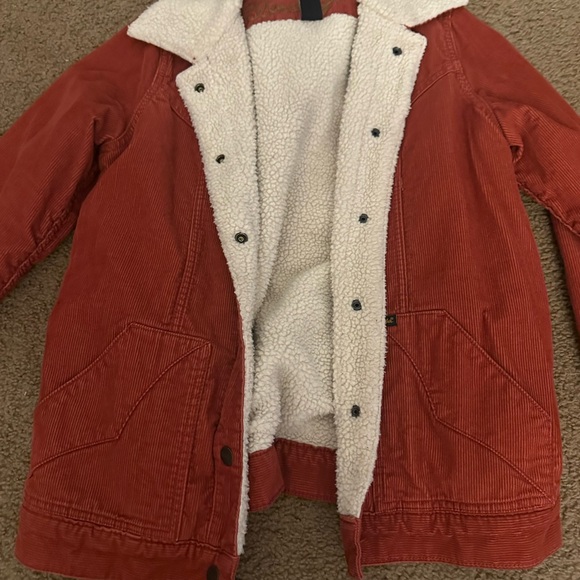 Wrangler Jackets & Blazers - Rust Corduroy Sherpa-Lined Jacket